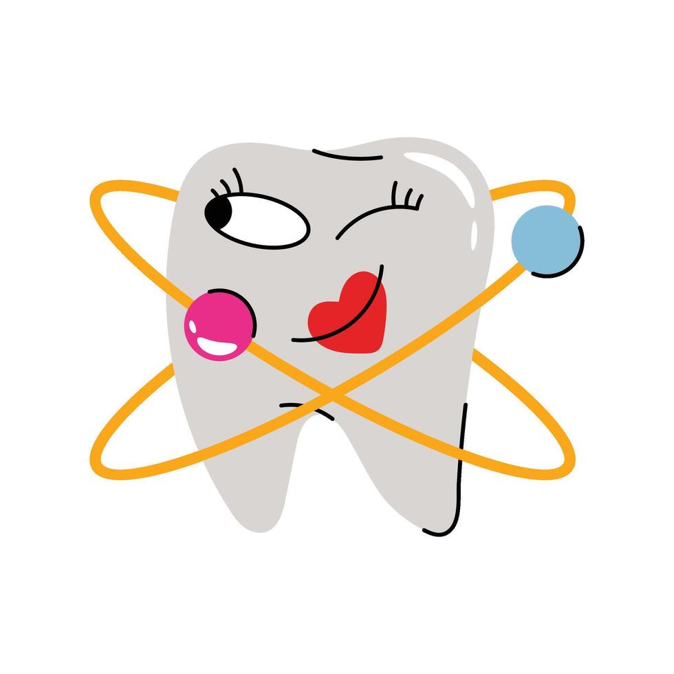 Protected tooth Sticker. Eps 10 file vector
