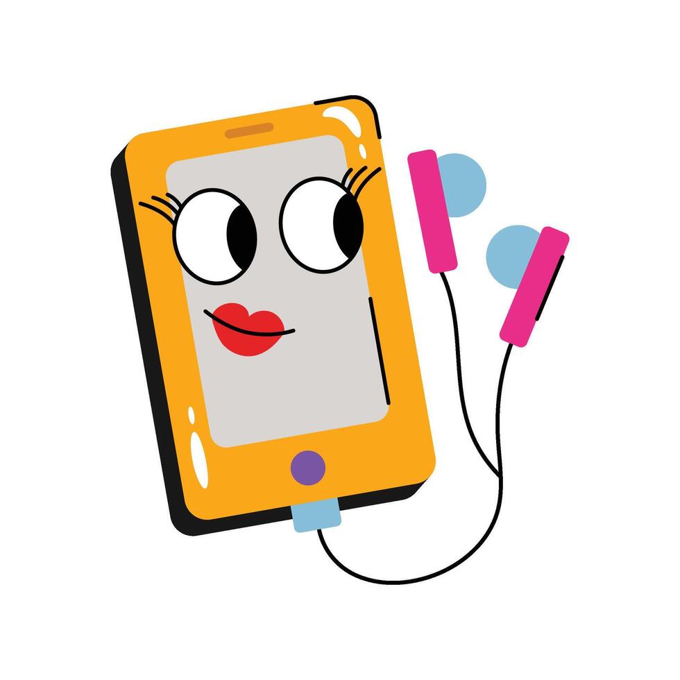 Mobile music Sticker. Eps 10 file vector
