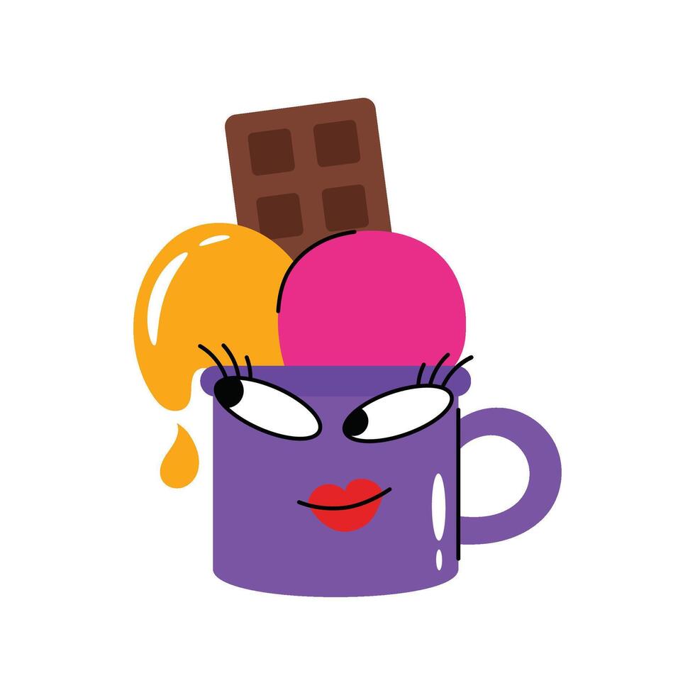 Chocolate Ice cream cup Concept Sticker. Eps 10 file vector