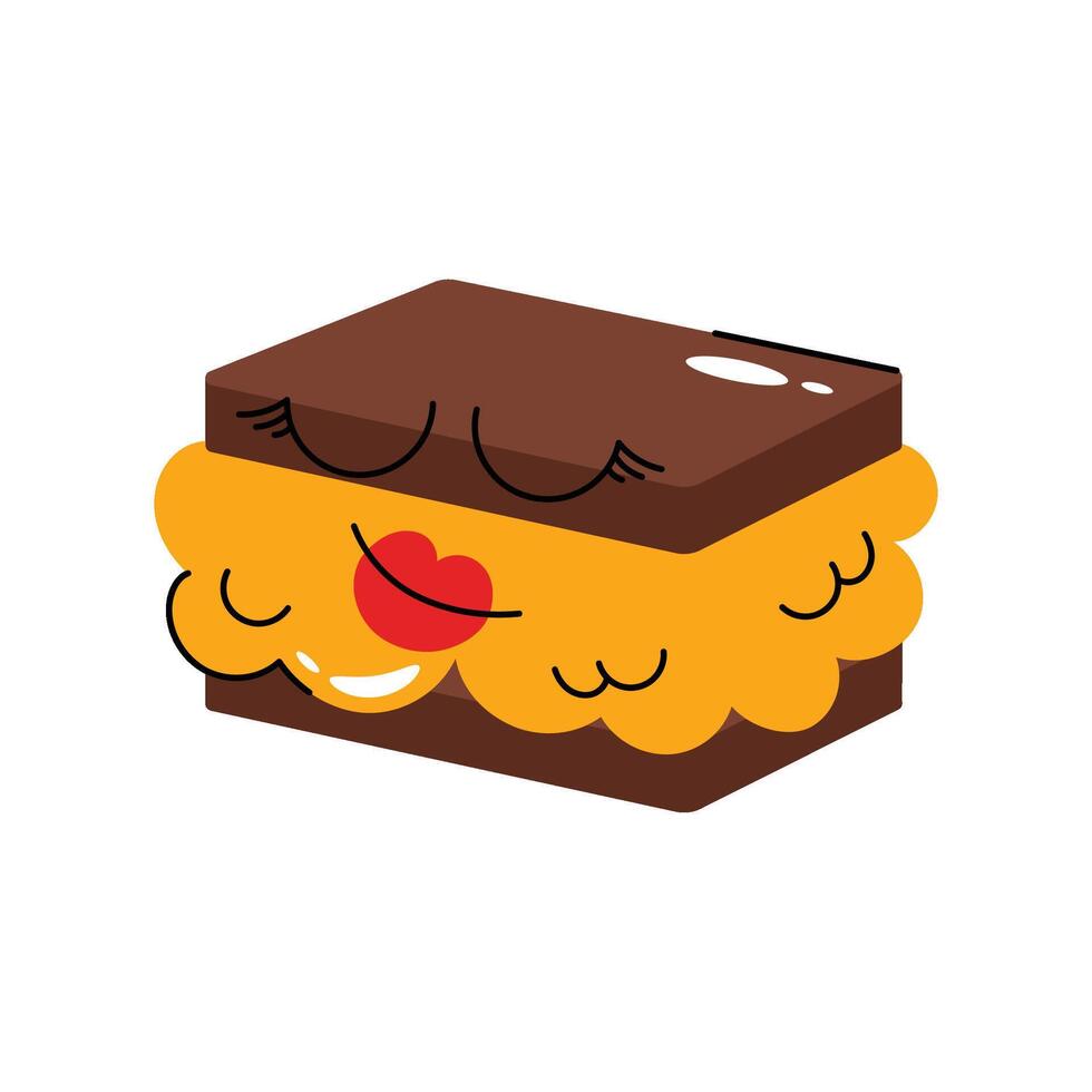 Brown Ice cream sandwich Concept Sticker. Eps 10 file vector