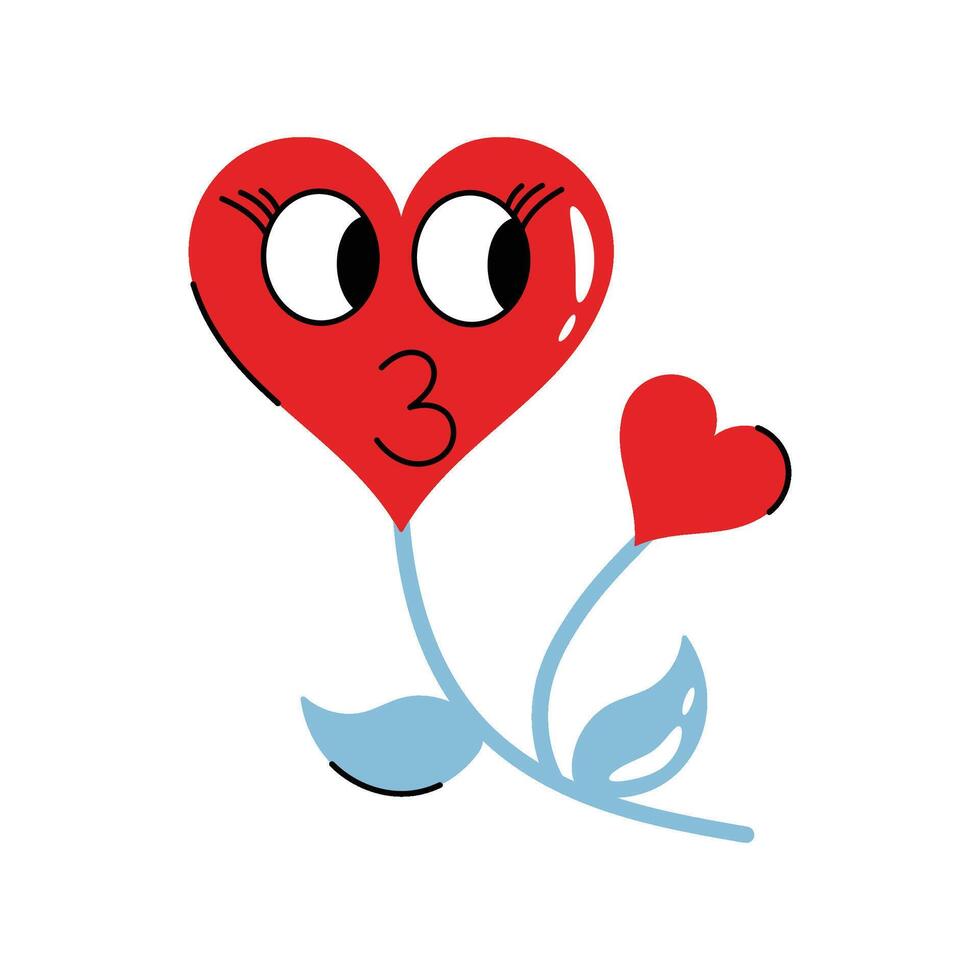 Heart Flower Sticker. eps 10 file vector
