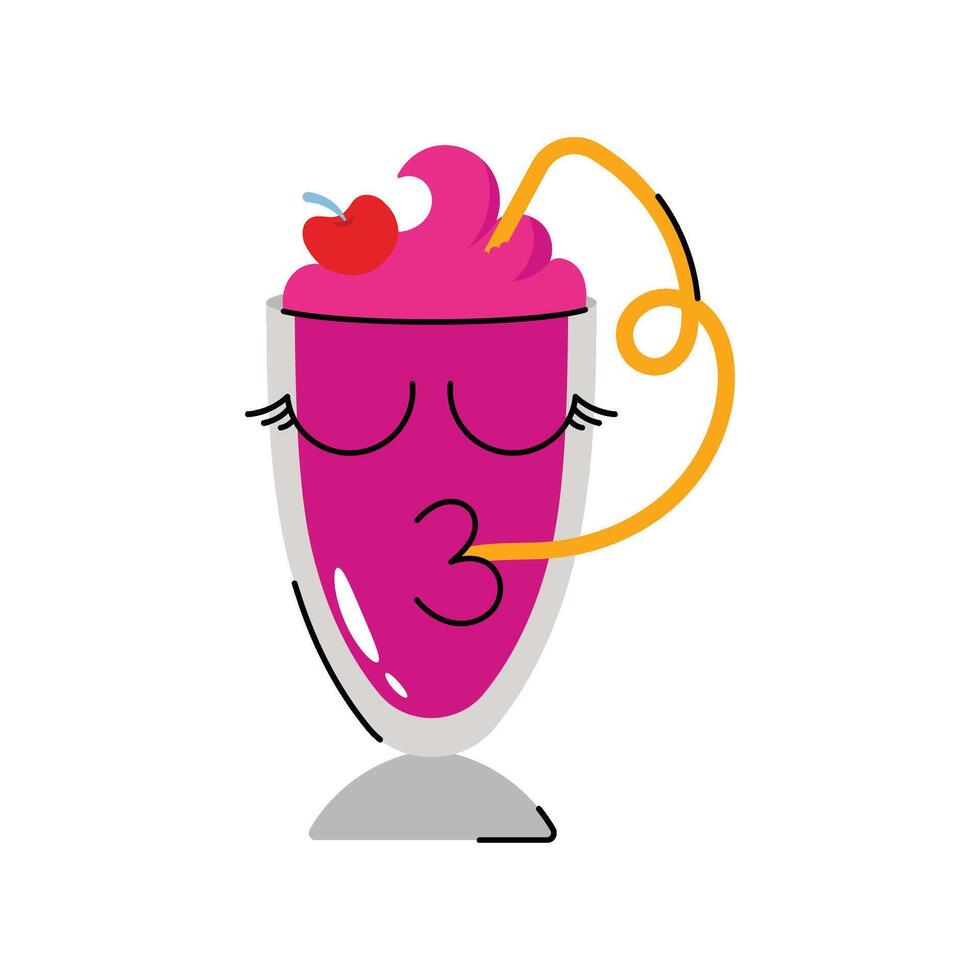 Liquid Ice cream Milkshake Concept Sticker. Eps 10 file vector