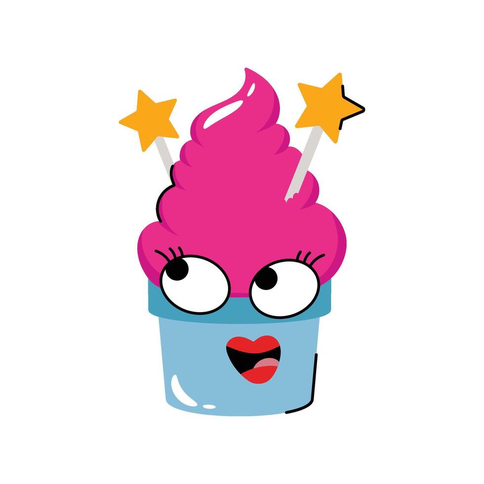 Star Ice Cream cup Concept Sticker. Eps 10 file vector