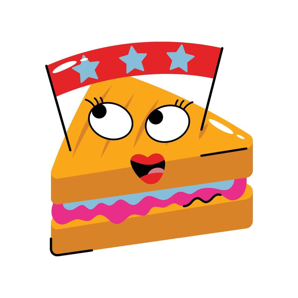 Cartoon Sandwich Sticker. Eps 10 file vector