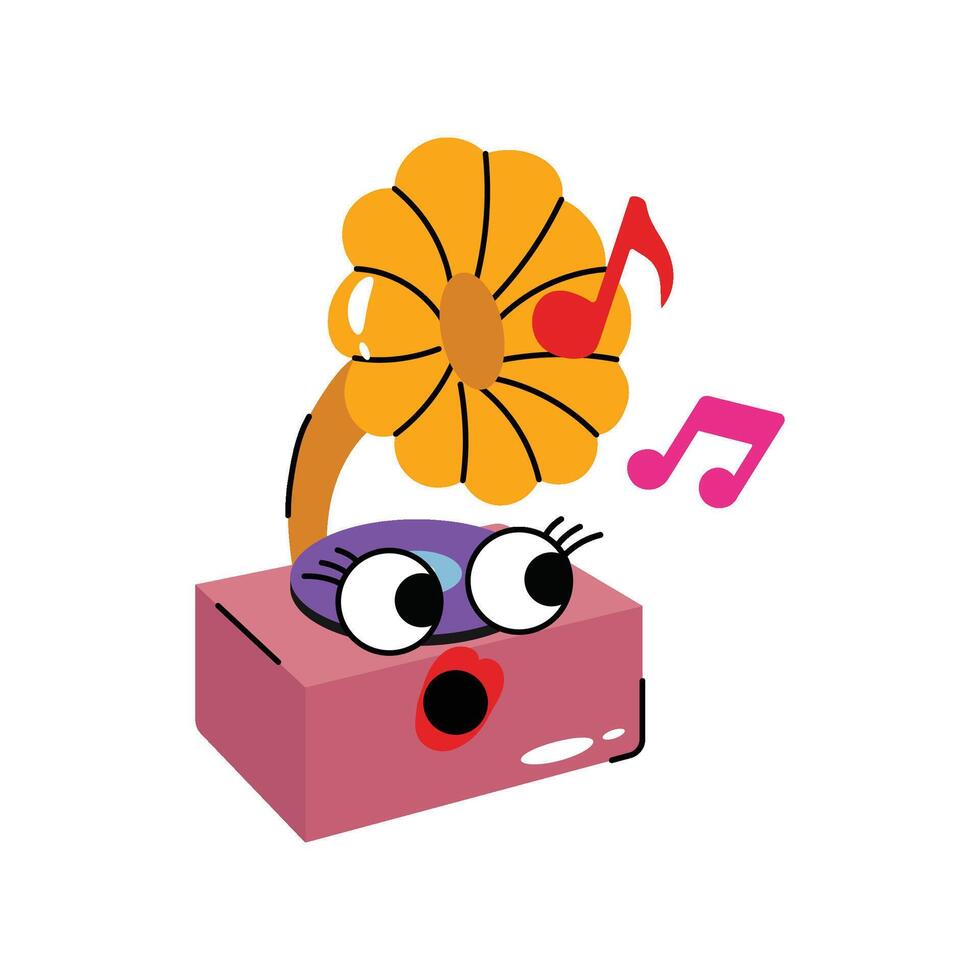 Gramophone Sticker. Eps 10 file vector