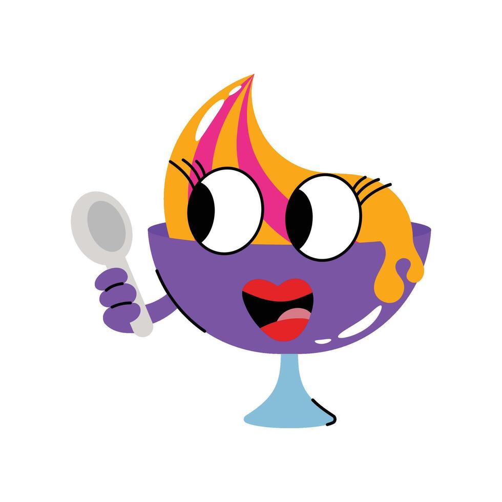 White Spoon Ice cream cup Concept Sticker. Eps 10 file vector