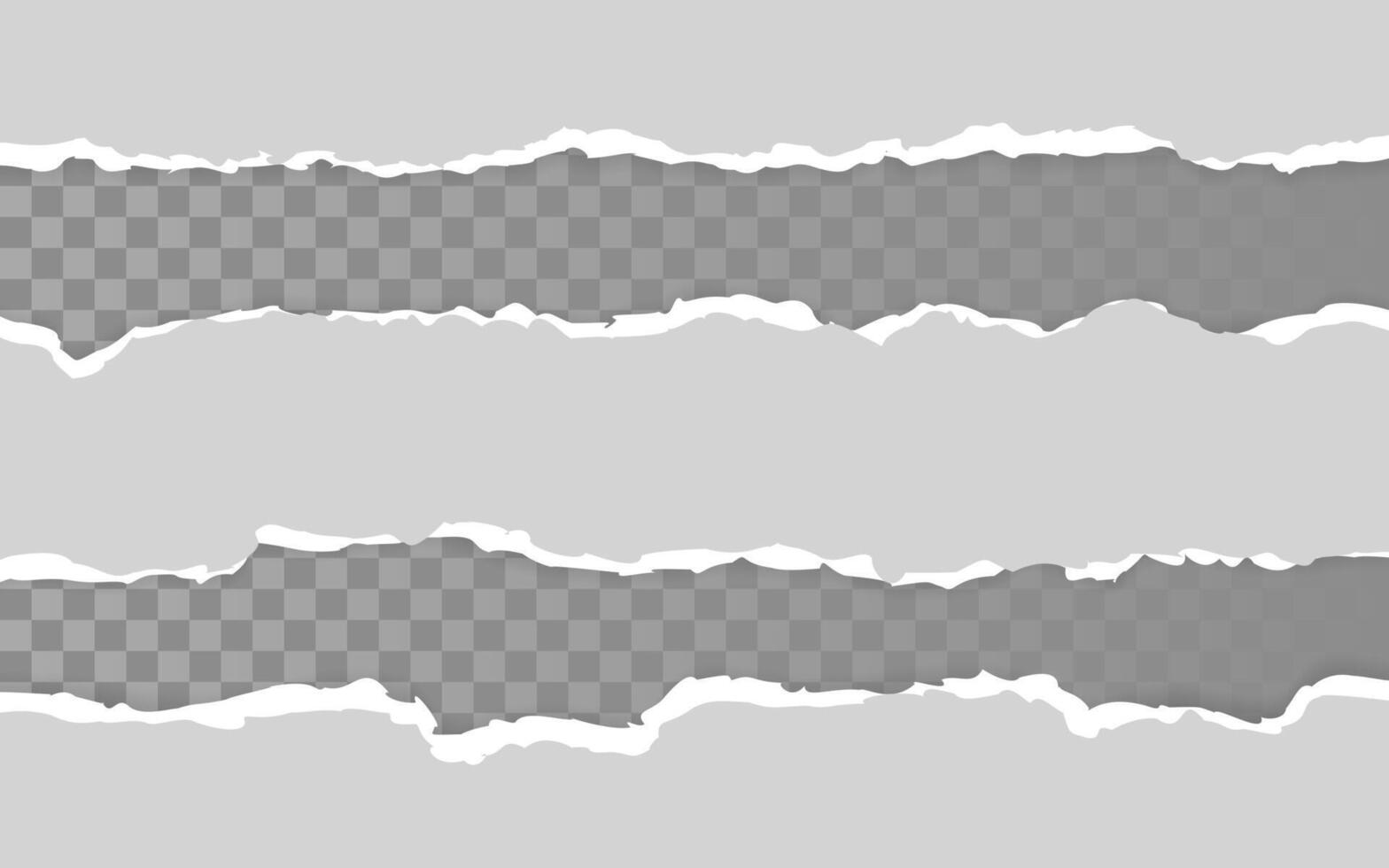 Horizontal torn paper edge. Ripped squared horizontal paper strips. illustration vector