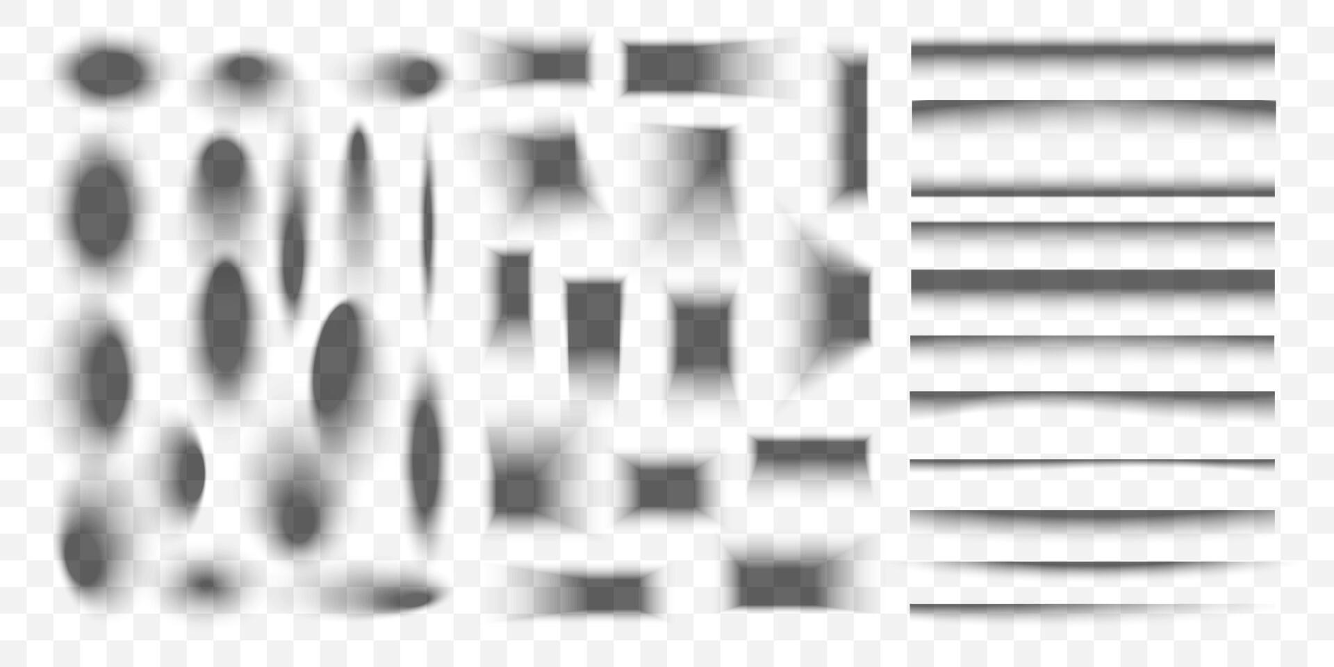 Realistic Shadow Set with Vertical, Square, and Horizontal Shapes for Web Design, Mockups, and Banners on Transparent Background. Illustration vector