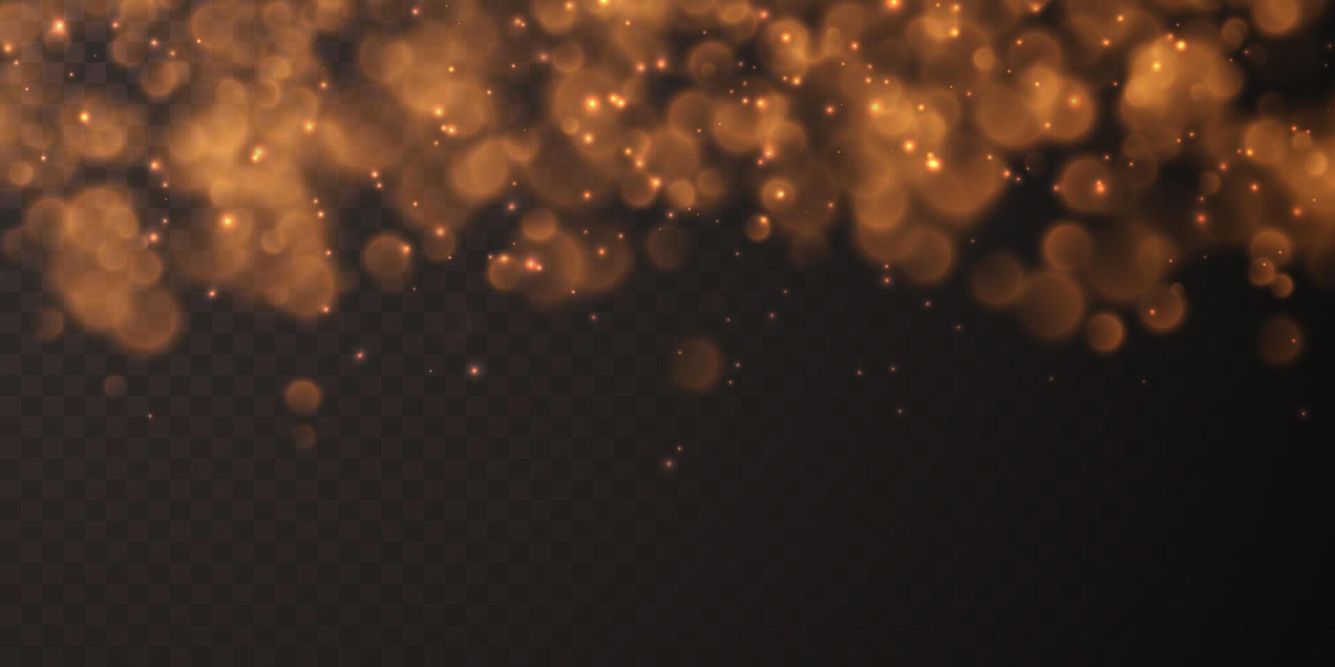 Festive sparkling gold dust Glowing bokeh and glitter texture design. illustration vector