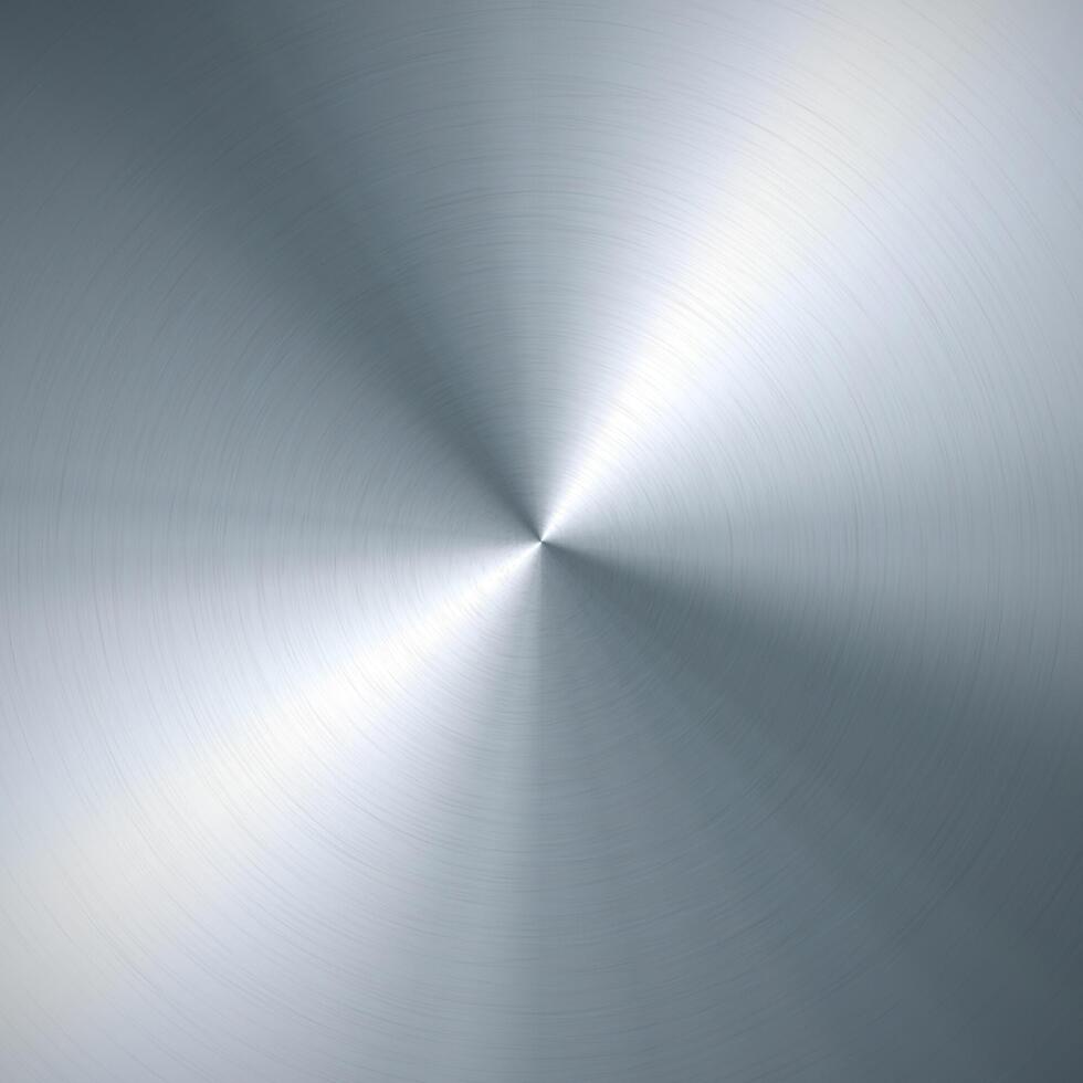 Silver metallic radial gradient with scratches. Titan, steel, chrome, nickel foil surface texture effect. illustration vector