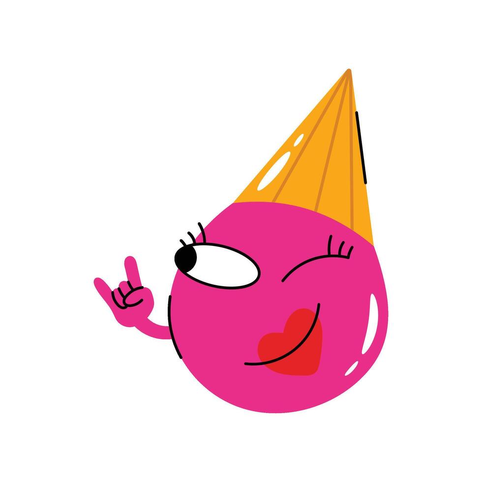 Birthday Cap Ice Cream Concept Sticker. Eps 10 File vector