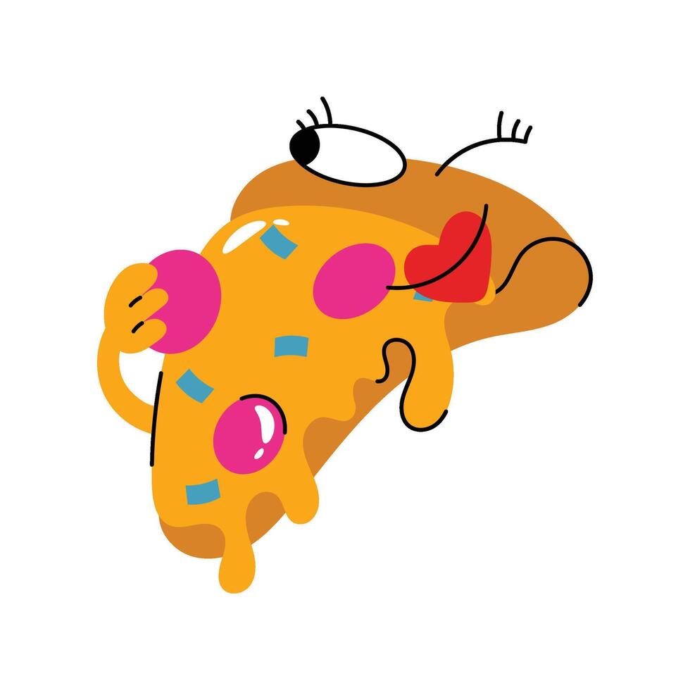 Cheese Pizza slice Sticker. Eps 10 file vector