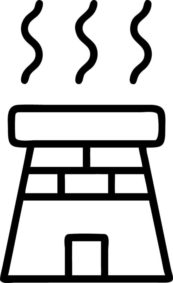 Illustration of a factory with smoke coming out of the chimney in a simple black outline style design vector