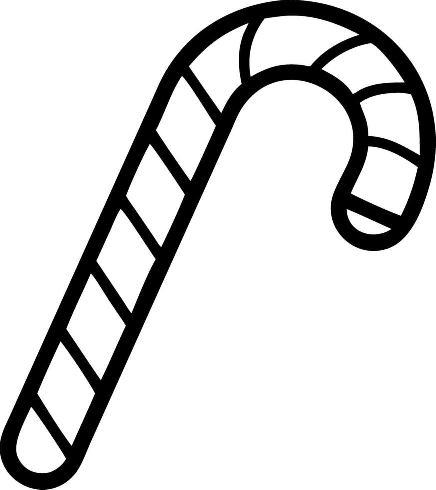 Illustration of a striped candy cane with a curved top and a straight body on a white background vector