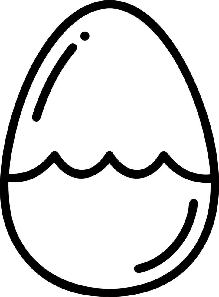 A simple line drawing of a cracked egg with visible yolk and shell in a minimalist style design art vector