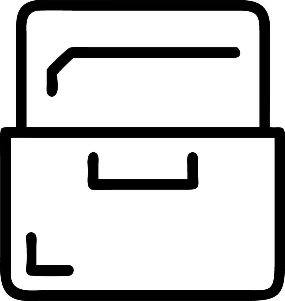 Illustration of a filing cabinet with one drawer slightly open in a minimalist line drawing style icon vector