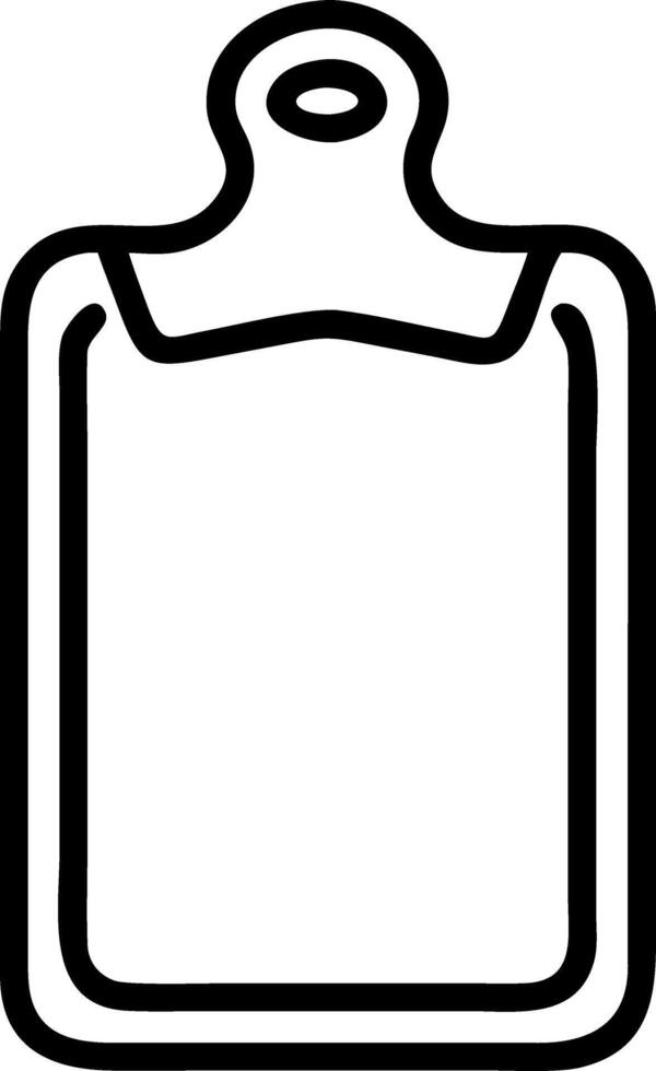 Illustration of a simple cutting board with a handle and outline in black and white color scheme design vector