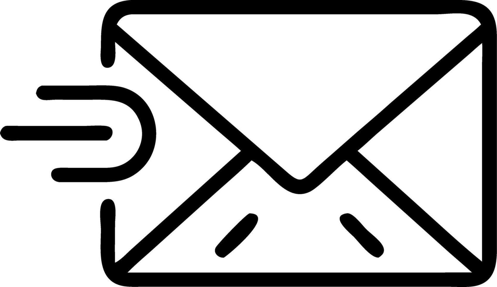 Outline of an envelope with motion lines indicating sending message isolated on white background vector