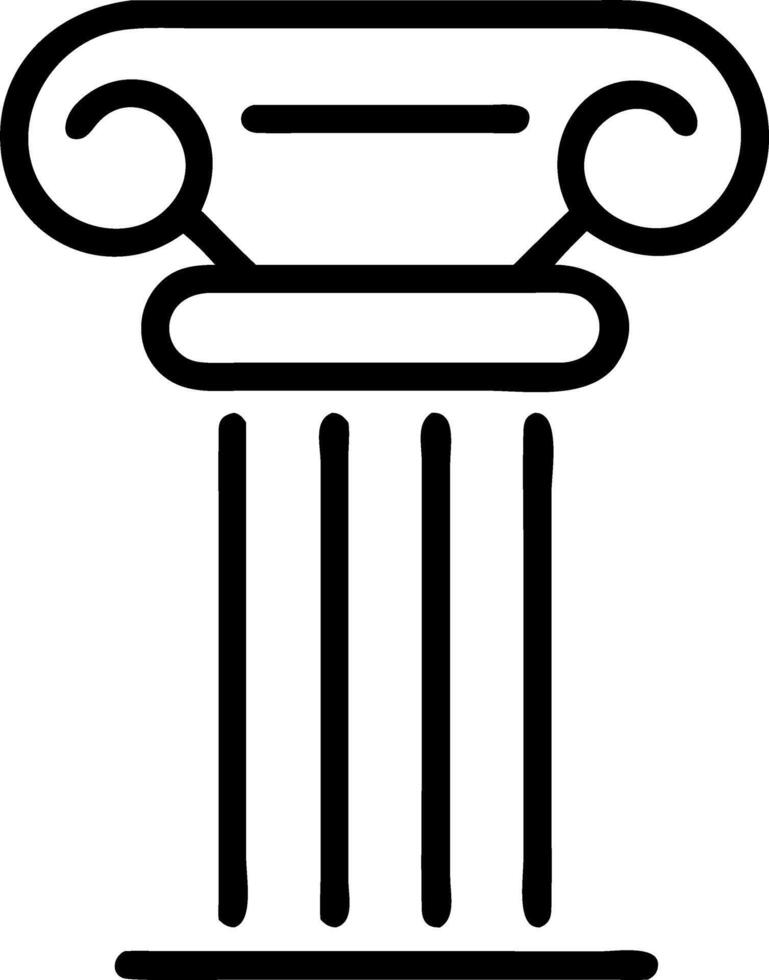 Illustration of a single ionic column with a simple line style showing the capital and base design vector