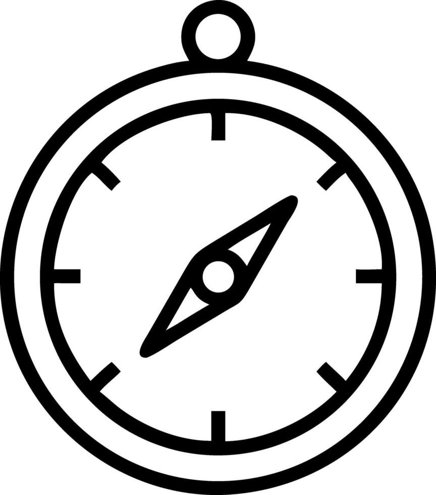 Illustration of a simple compass with a circular frame and a needle pointing direction for navigation use vector