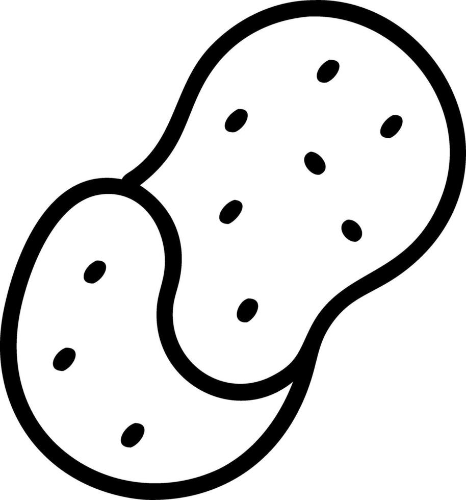 Simple line drawing of a peanut with visible spots on its surface against a white background art vector