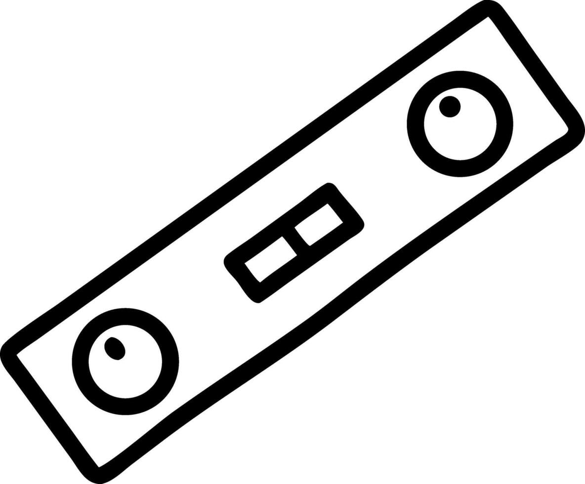 Illustration of a black outline level tool with two circular bubbles and a rectangular window shown vector