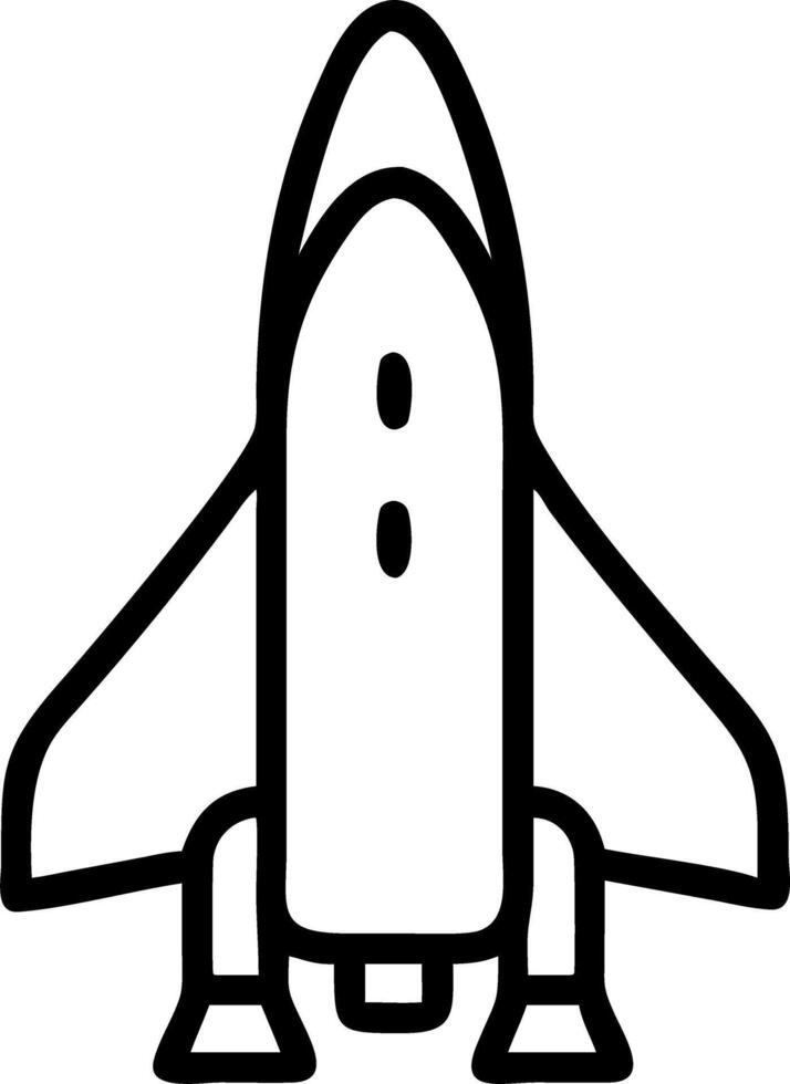 Simple line drawing of a space shuttle with wings and three engines isolated on white background vector