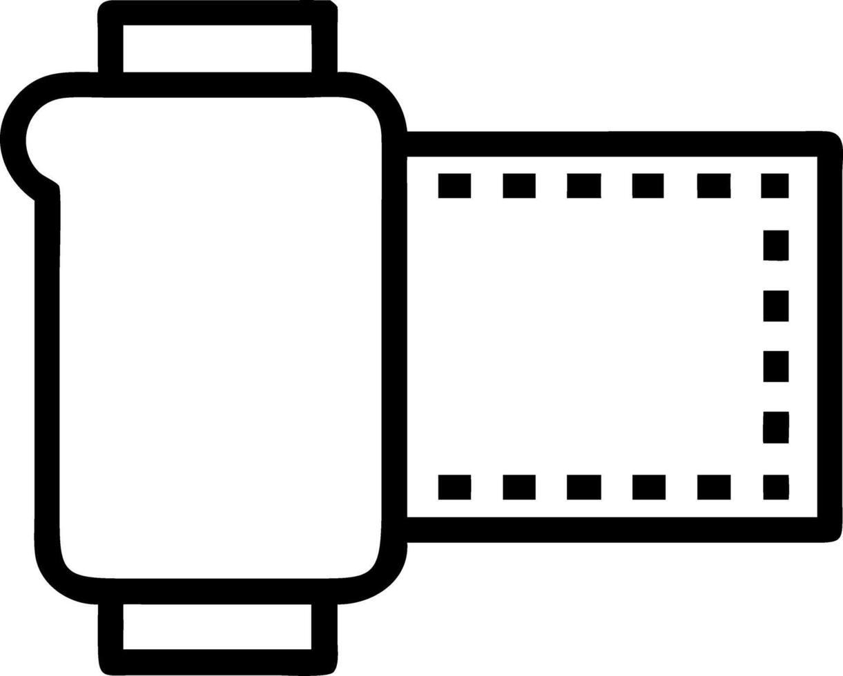 Illustration of a photographic film roll with visible film strip area isolated on white background vector