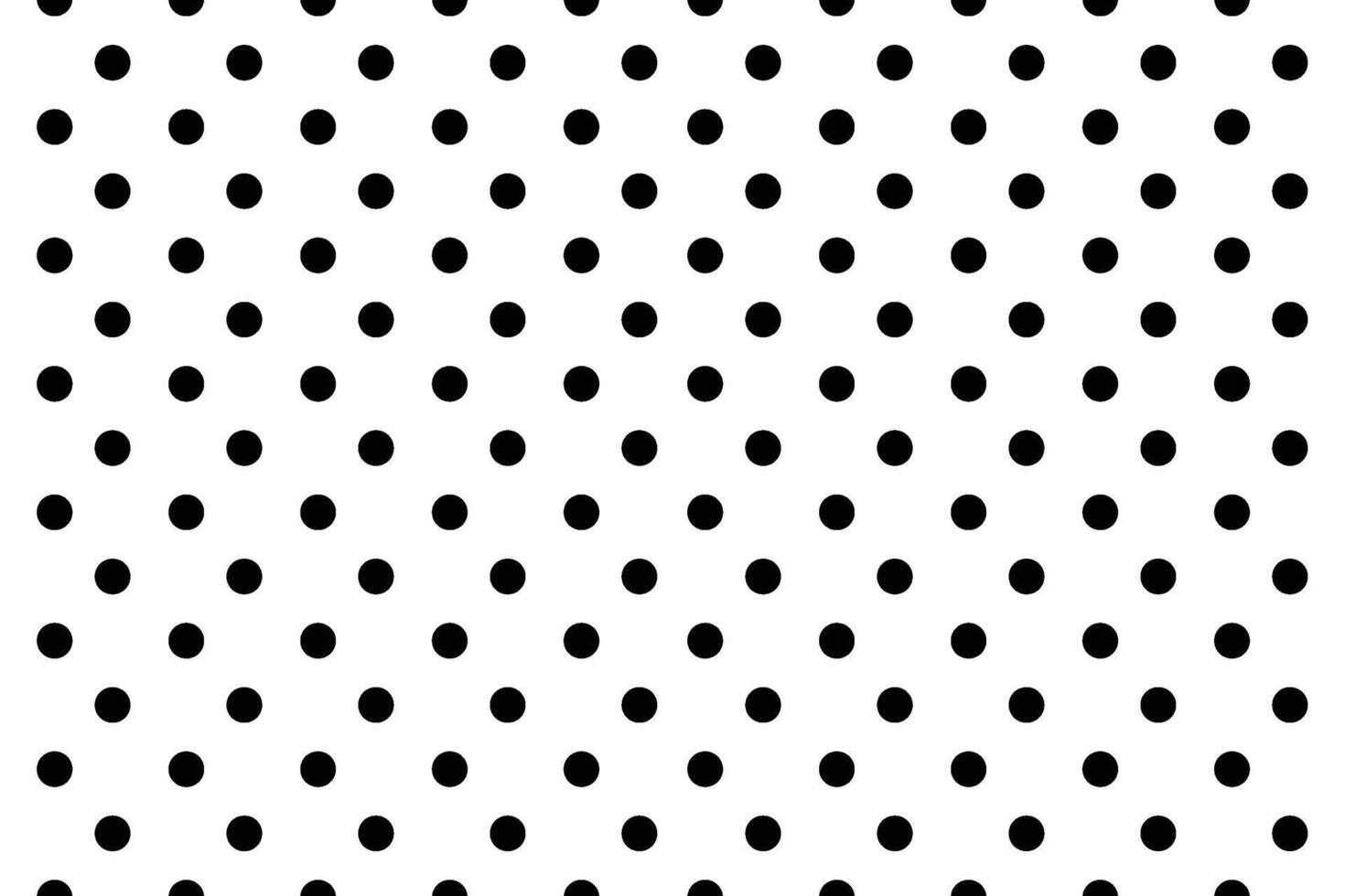 Seamless pattern classic black polka dots evenly spaced on a clean white background, perfect for textile design, backgrounds, invitations, wrapping paper, and retro-inspired graphic projects. vector