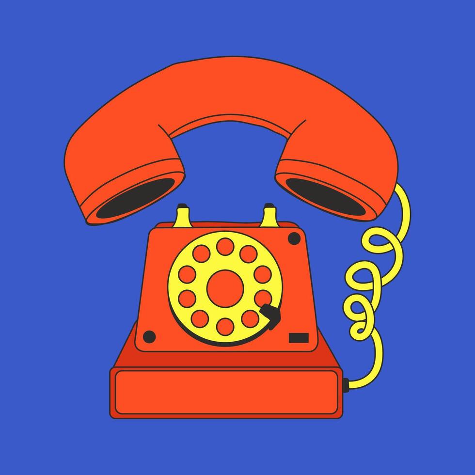 Old-Fashioned Red Rotary Phone for Retro Decor vector