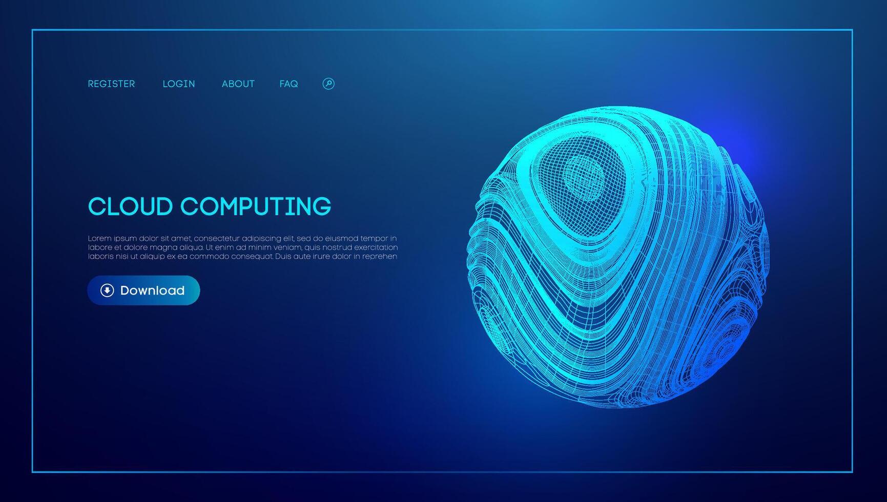Cloud Data Background Tech Concept Digital Abstract Network Storage Icon. Technology AI Blue Service 3D Science Business Cyber. Backup Upload Robot System Secure Learning Code. vector