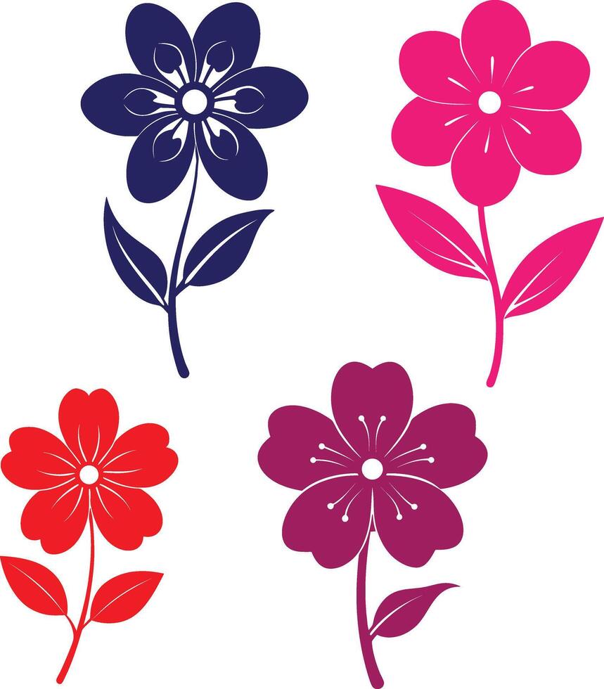four different flowers in different. vector