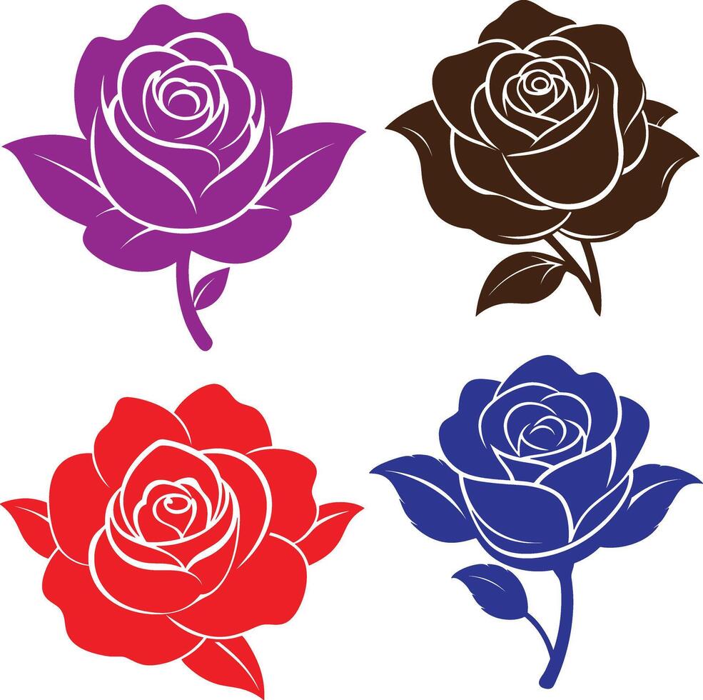 rose color silhouette design vector