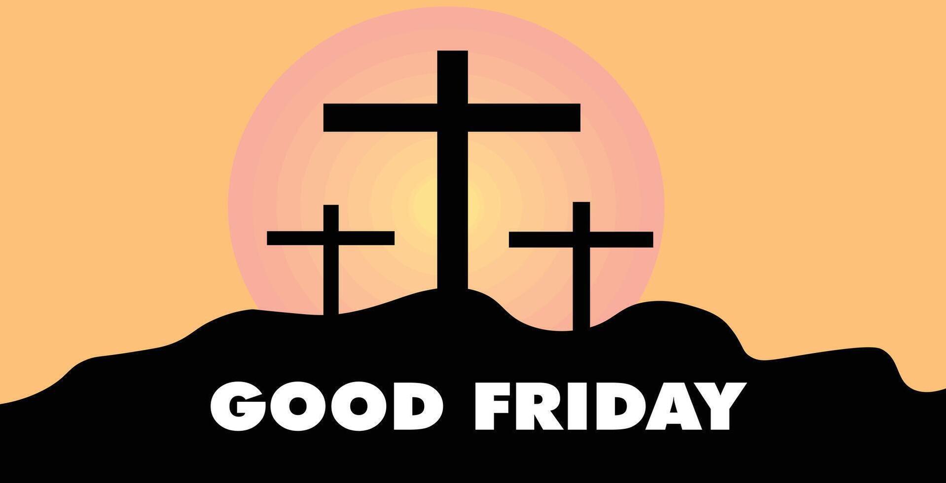 good friday background with three crosses vector