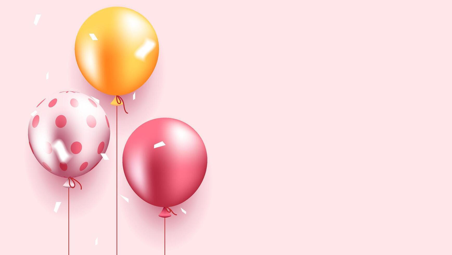 Set of colorful balloons with empty space for text. Realistic background for birthday, anniversary, wedding, holiday congratulation banners vector