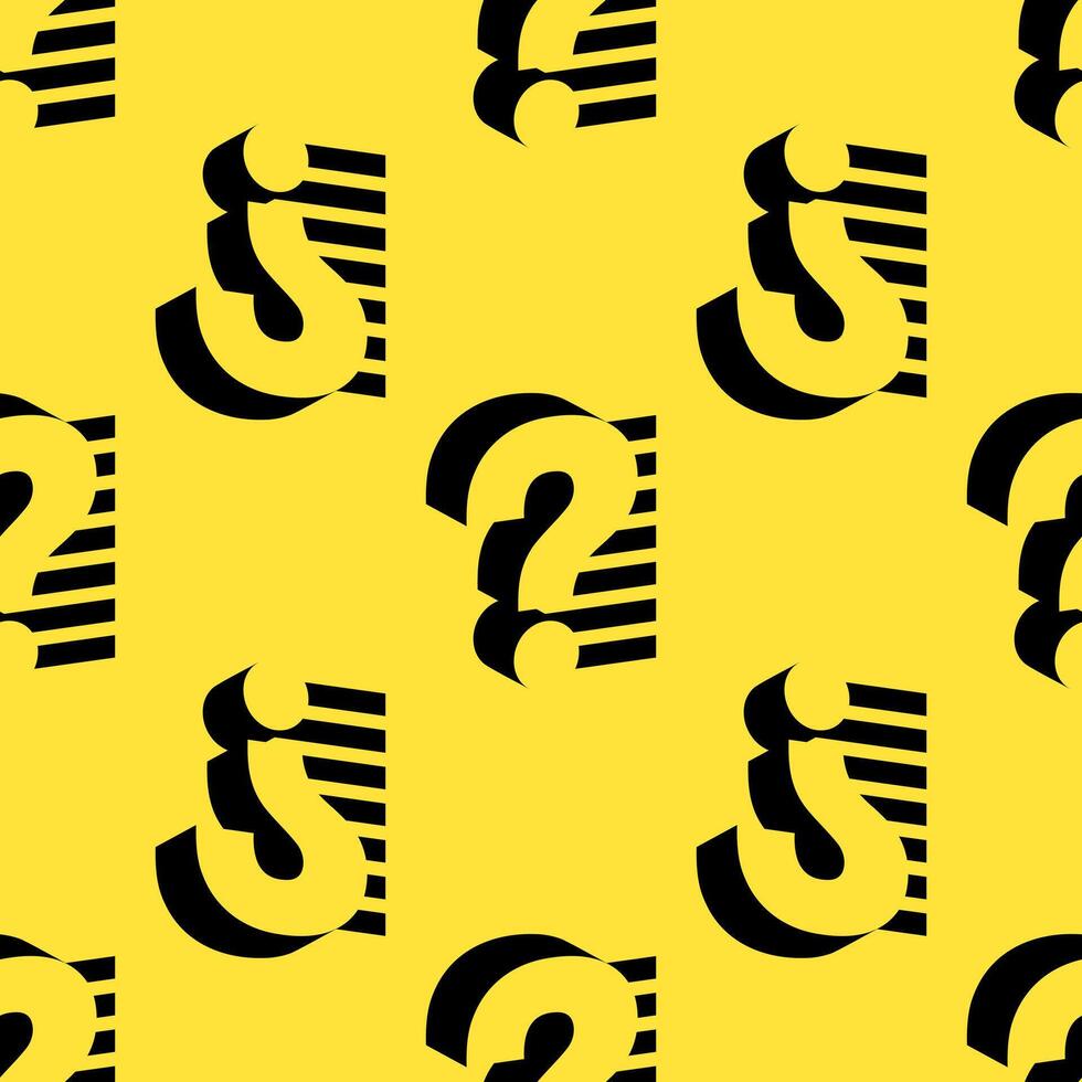 Modern seamless pattern with bold black question marks designed using negative space and stripes on a bright yellow background. Great for creative projects, puzzles, branding, or educational visuals. vector