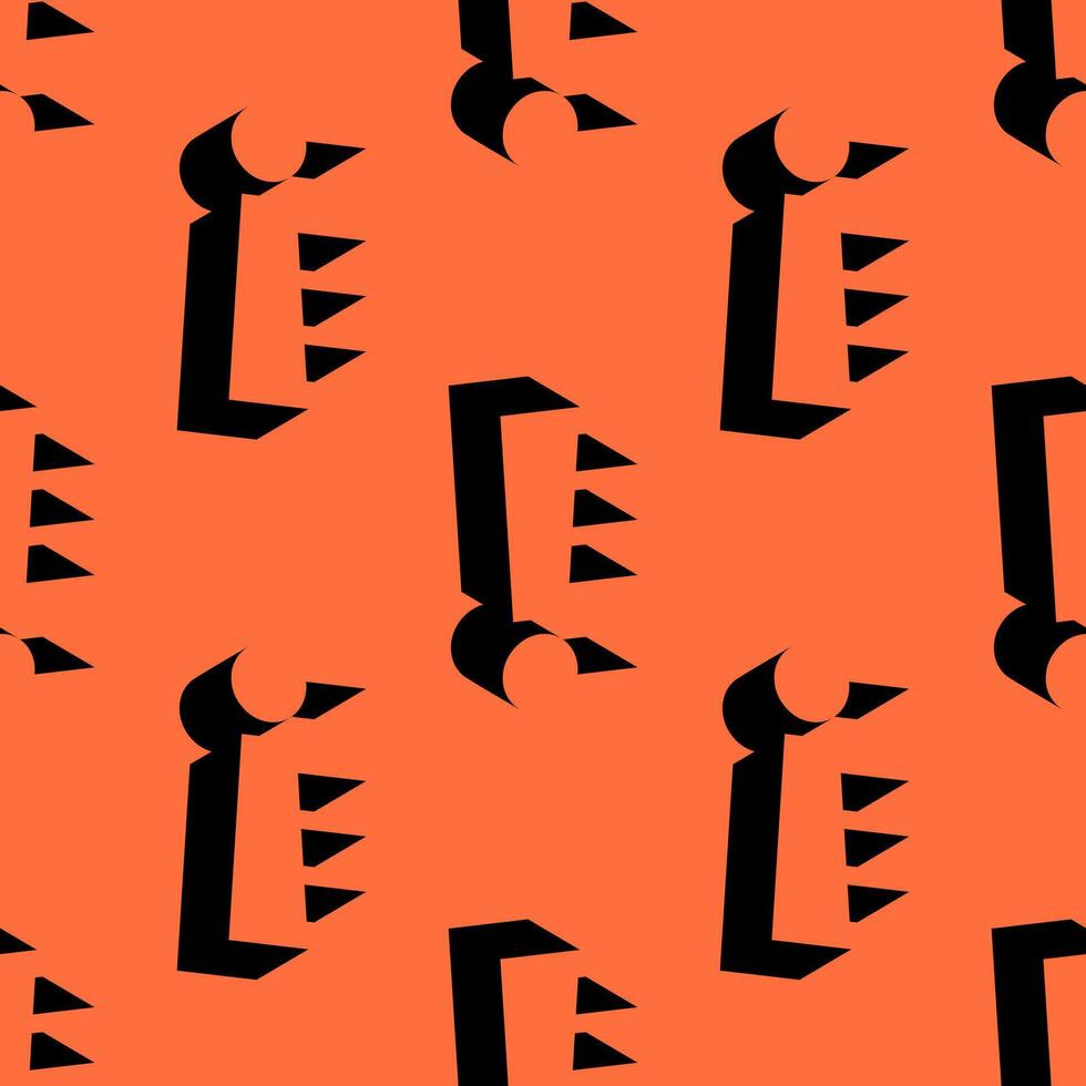 Modern seamless pattern with stylized exclamation marks created using negative space on a vivid orange background. Perfect for alert, caution, or attention-grabbing visual concepts. vector