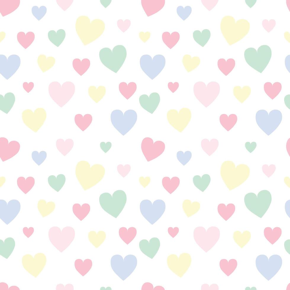 Seamless pattern with hearts in soft pastel colors. illustration vector