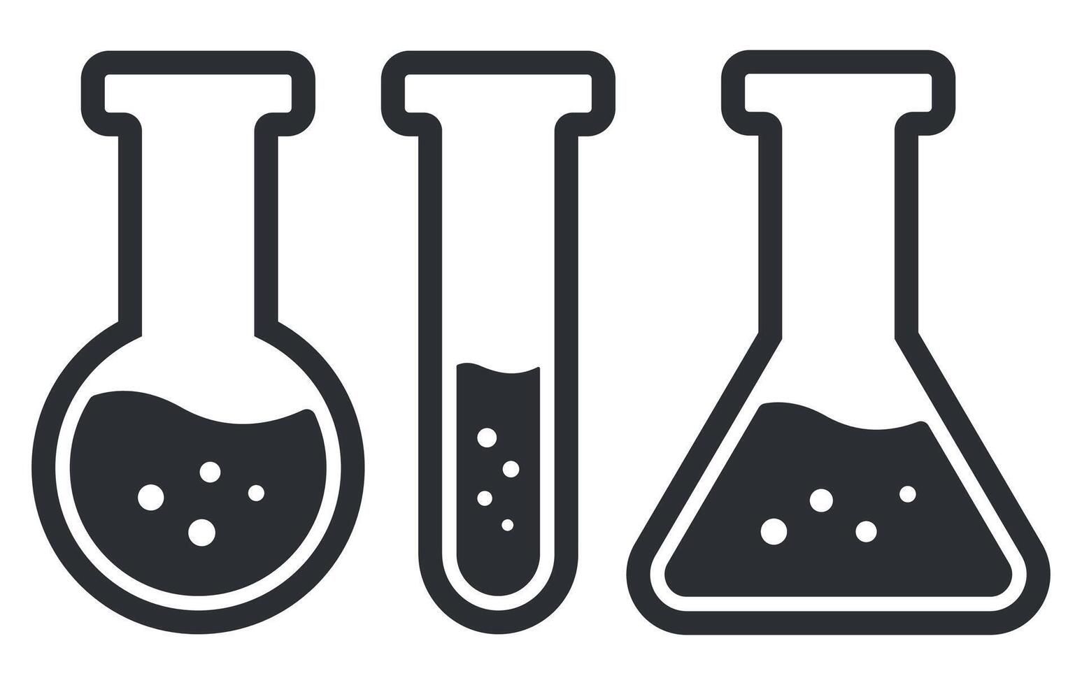Chemistry flask icons isolated on white background. vector
