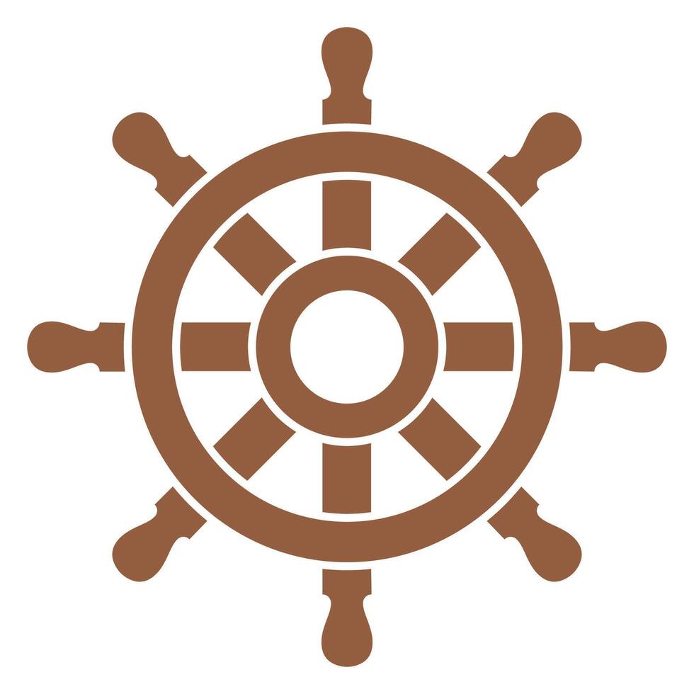 Boat steering wheel flat icon on white background. vector