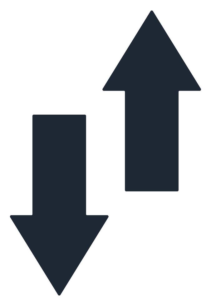 Up and down sign with black arrows icon illustration isolated on white background. vector