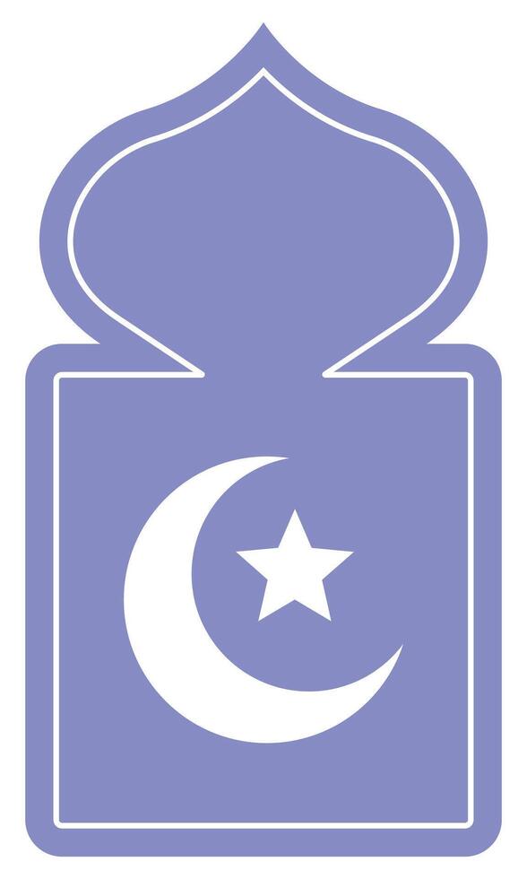 icon of islamic window with moon and star isolated on white background. vector