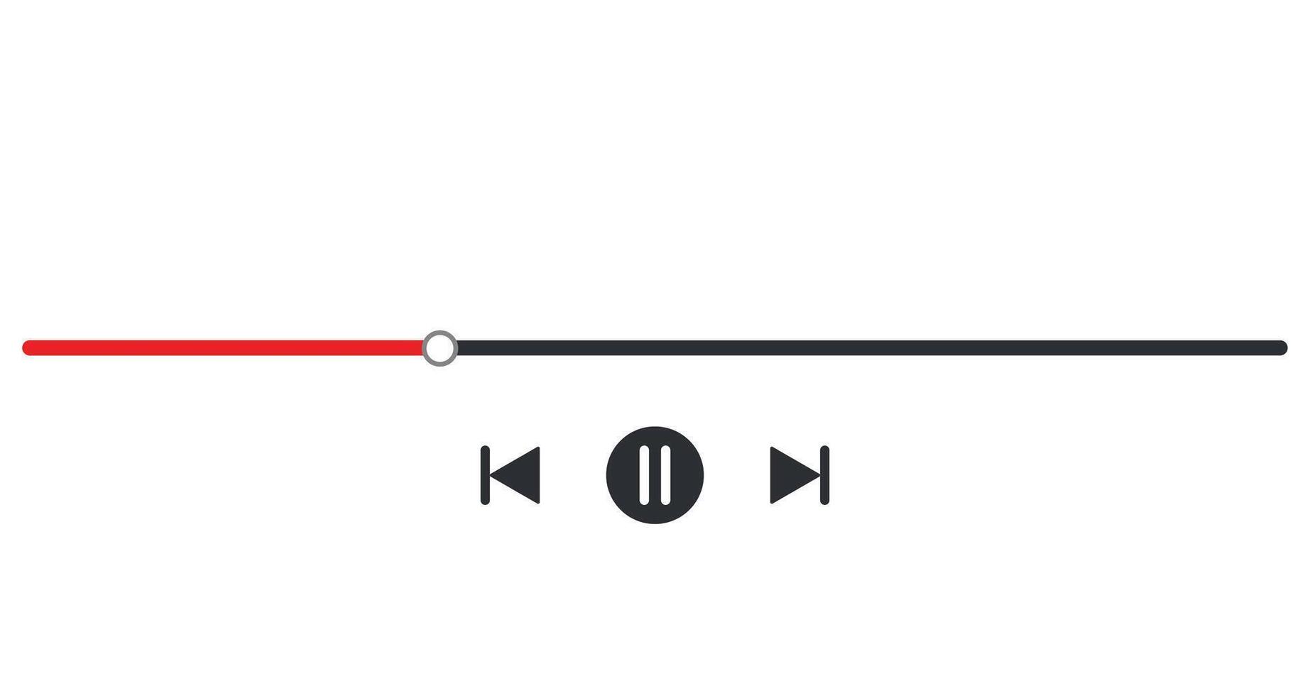 Flat icon of player progress loading bar with time slider. vector