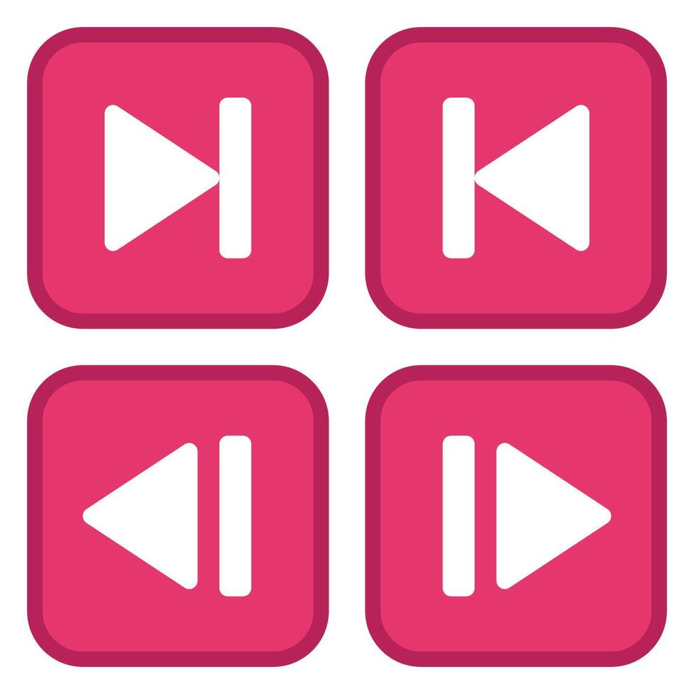 Rectangular slider buttons arrows icon set isolated on white background. vector