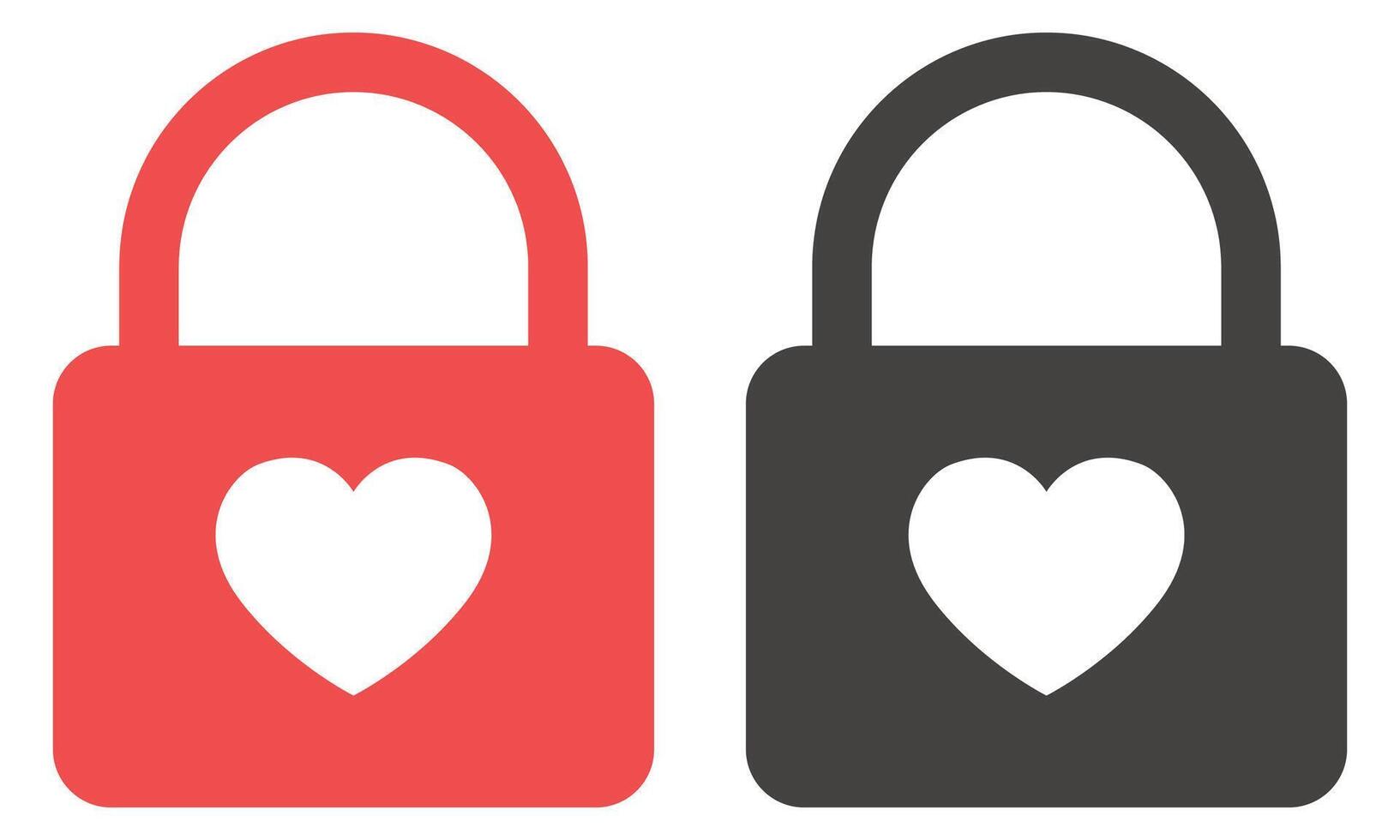 Heart padlock icon set vector