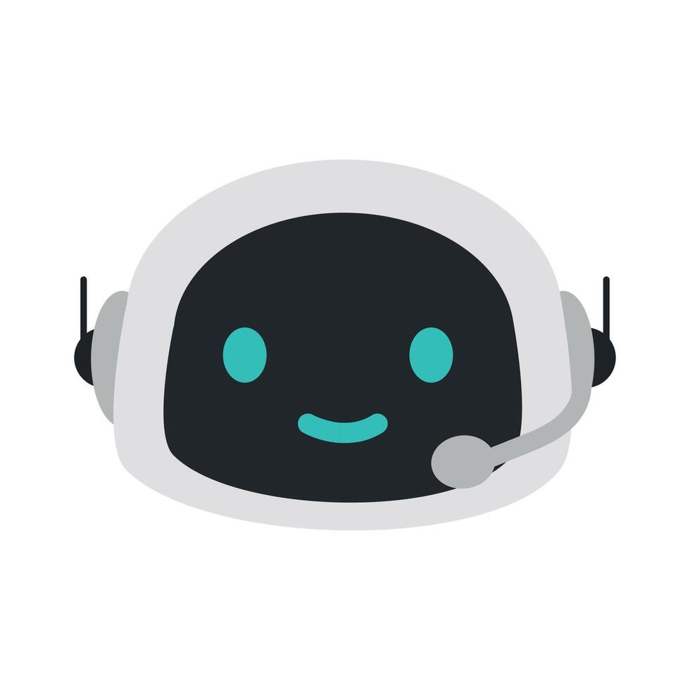 Cartoon Robot Character with Headset vector