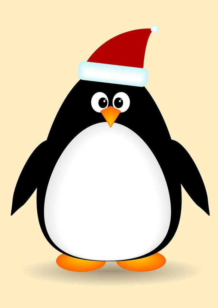 Cute funny drawing penguin in red hat vector