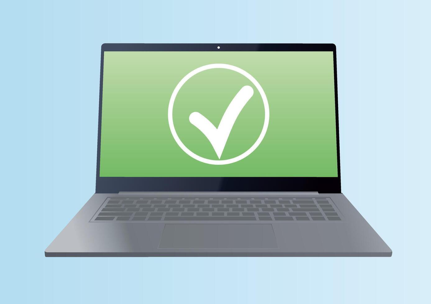 Laptop with checked sign vector