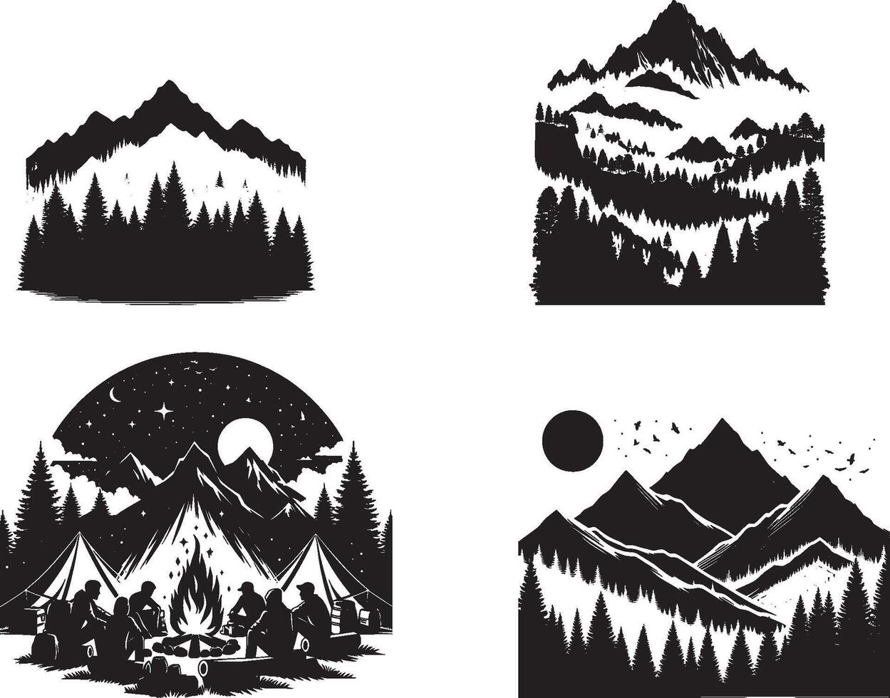 Mountain Adventures Silhouette vector