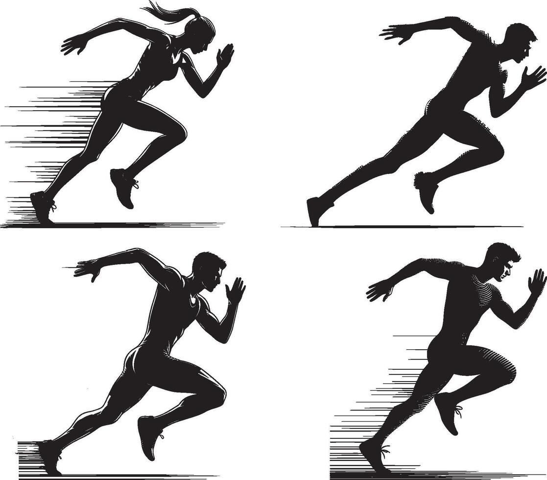 Silhouette of Runners in Motion vector